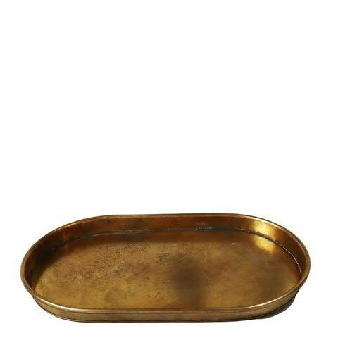 Tablett Metall 57x33,5x4cm, gold wash