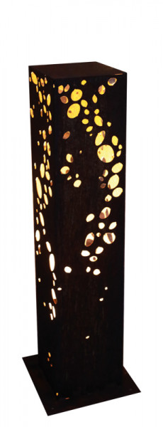 Rost Säule H145cm mit Löchern viereckig auf Platte