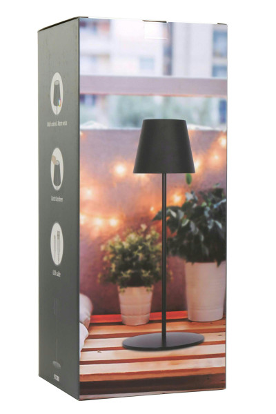 LED Lampe 38,5cm outdoor Farbwechsel wiederaufladbar mit USB  Anschluß+Timer, schwarz, Lampen, Licht, Sortiment, Deko
