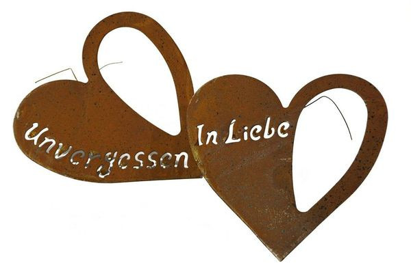 Trauer Herz 15,5x16cm Metall mit Draht In Liebe/Unvergessen, rost