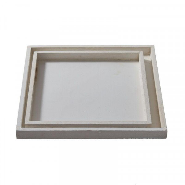 Tablett Holz S/2 15x15/17x17cm, weiß