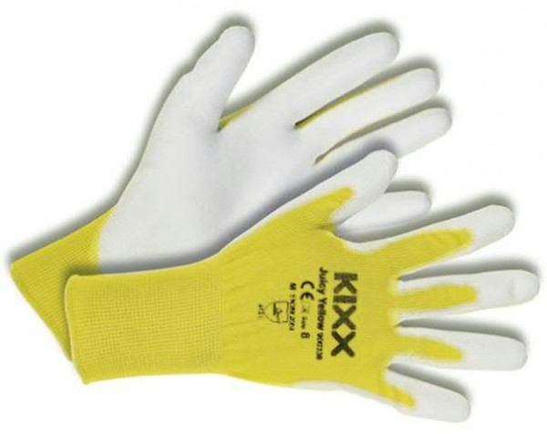 Handschuhe Gr.09 Nylon/Polyurethan, weiß/gelb