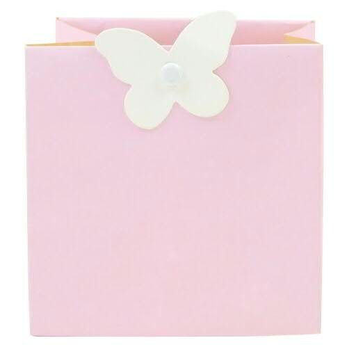Tüte Papier 10,5x10,5x10,5cm Schmetterling, pink