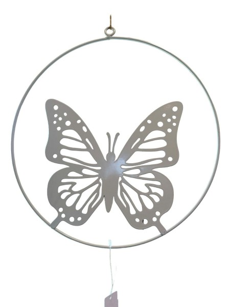 Ring Metall D30cm Schmetterling, weiß