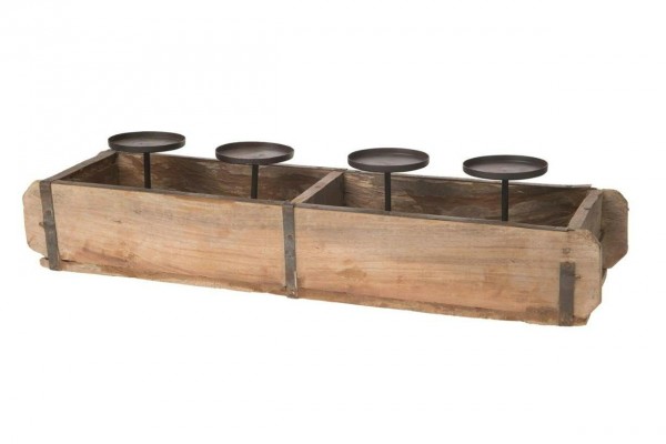 Kerzenhalter Holz x4 58x16x20cm, natur