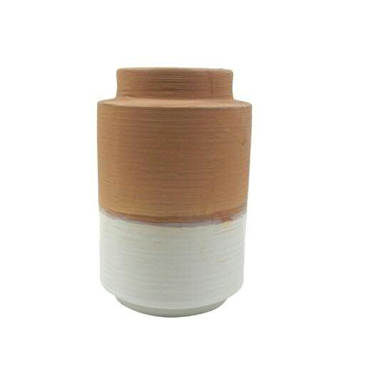 Vase Keramik SP D13H20cm, terra/weiß
