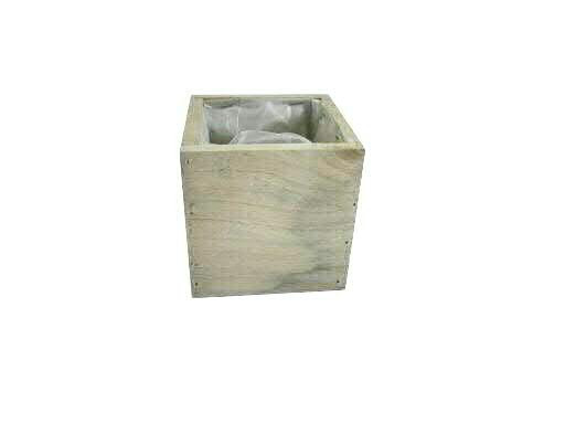 Kiste Holz 10x10x10cm m.Folie, grau wash