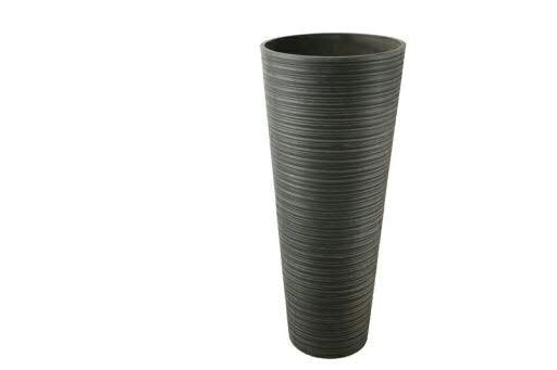 Ecostone Vase ECO707 D32H70cm rund Rillen, anthrazit