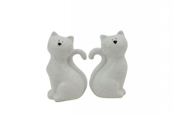 Katzenpaar Keramik 11x6,5x5,5cm, weiß