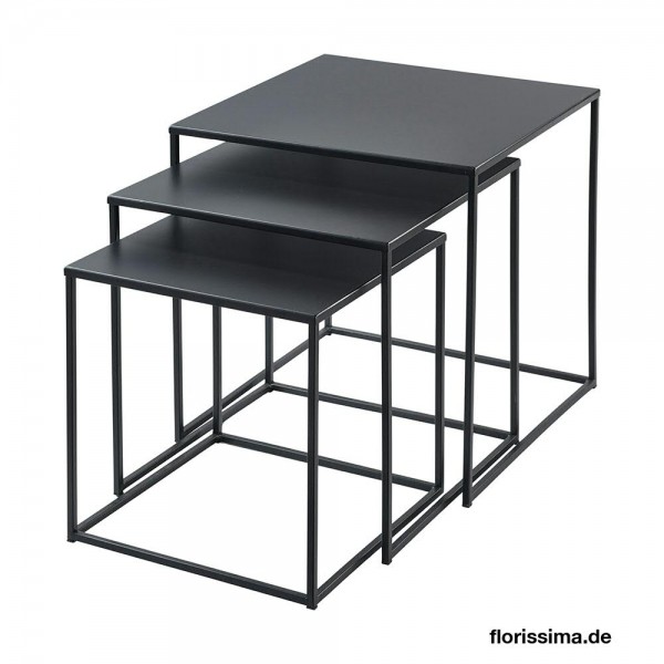 Tisch Metall S/3 35x35/40x40/45x45cm quadratisch Aktionspreis, schwarz