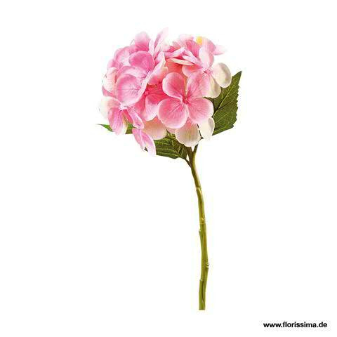 Hortensie 33cm mit Blatt, pink