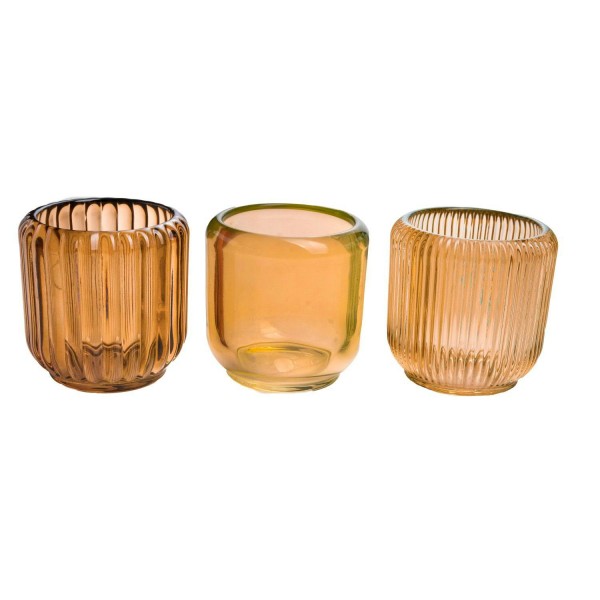 Glas Teelicht D8,5H8,5cm 3-sortiert Aktionspreis!, apricot