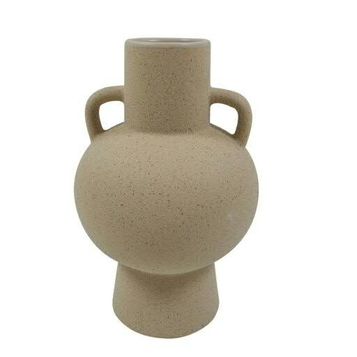 Vase Keramik SP D15,5H24cm mit Henkel, creme