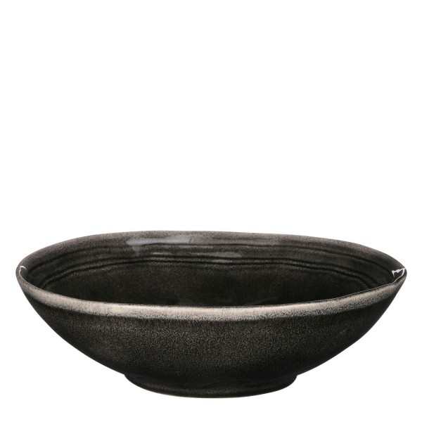 Schale Keramik D30,5H9cm Tabo, schwarz