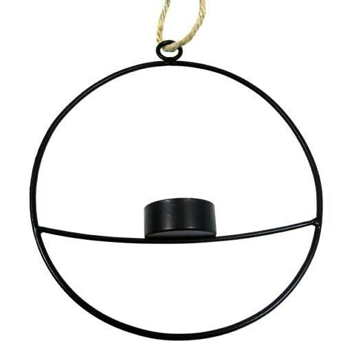 Ring Metall D22,5cm mit Teelichthalter Aktionspreis!, schwarz