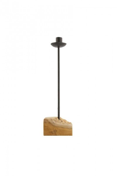 Kerzenhalter Holz/Metall 10,5x7,5x38,5 Teakholz, natur