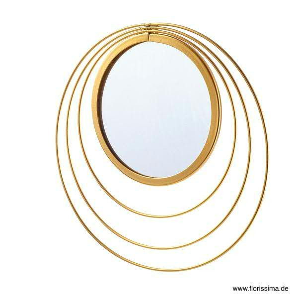Spiegel Metall D24cm im Ring, gold