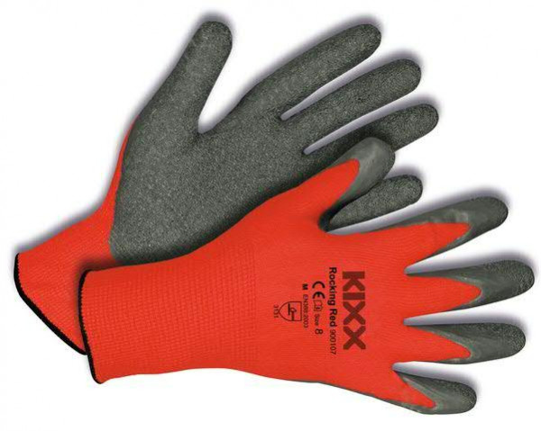 Handschuhe Gr.07 Nylon/Latex, rot/grau