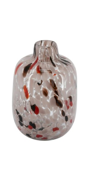 Glas Vase D12H18cm gefleckt, rosa/rot