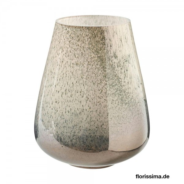Glas Vase H20D16cm, grau/creme