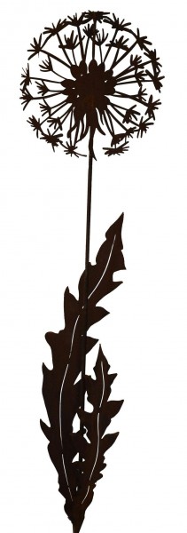 Rost Pusteblume H140cm B32cm am Stab mit Blättern