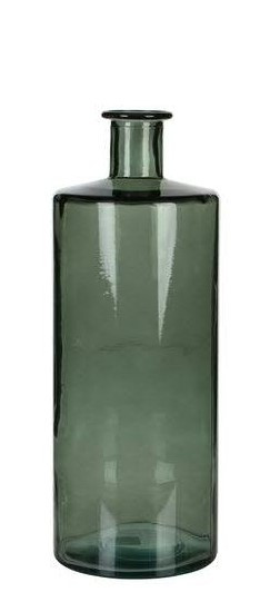 Glas Flasche D15H40cm, dkl.grün