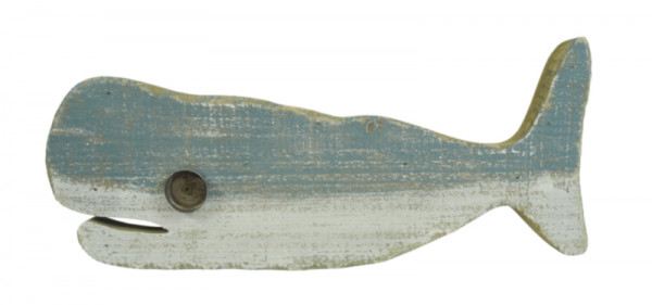 Wal Holz SP 35x14cm zum Hängen, creme/blau
