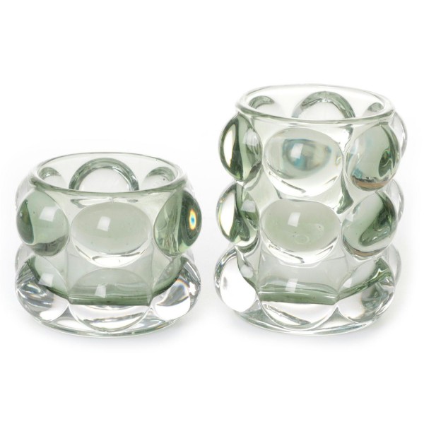 Glas Windlicht D8,5H6,5cm Bubble, grün
