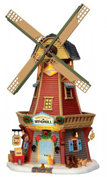 Harvest Valley Windmill 18,5x32cm animiert und Beleuchtet, 4,5V Adapter