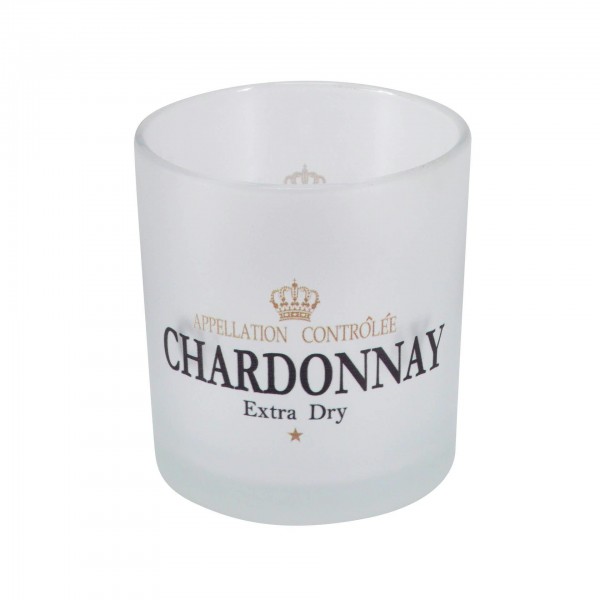 Glas Windlicht H8D7cm Chardonnay, weiß
