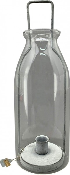 Kerzenhalter Metall/Glas 10x10x34cm