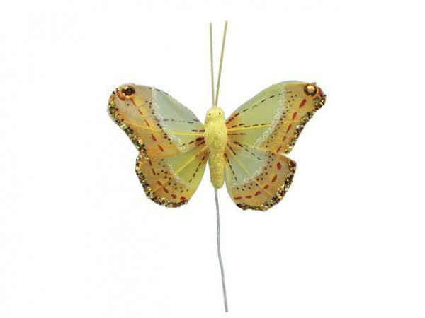 Schmetterling SP 8cm 24St.am Draht, gelb