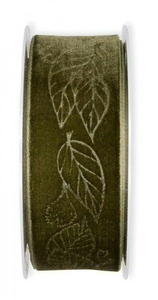 Band Samt 294/38mm 6m Blätter, 548 d.grün