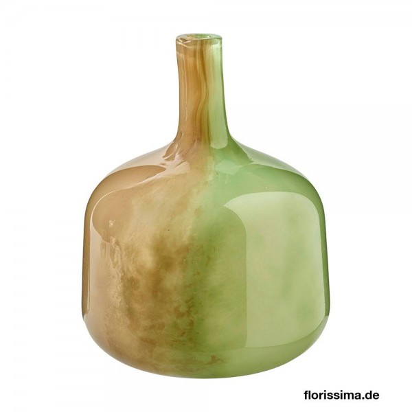 Glas Flasche SP D19H24cm rund, grün/braun