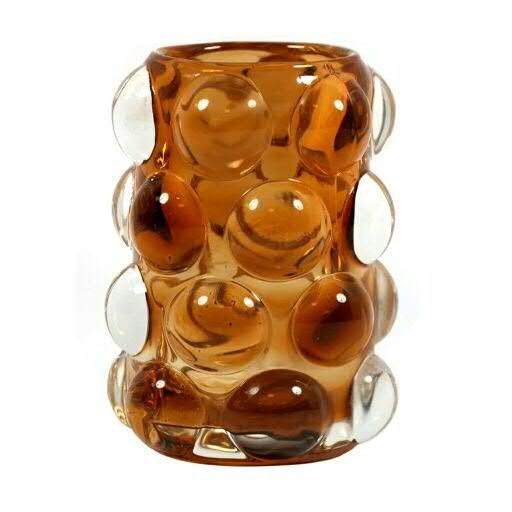 Glas Teelichthalter D6H8,5cm, amber