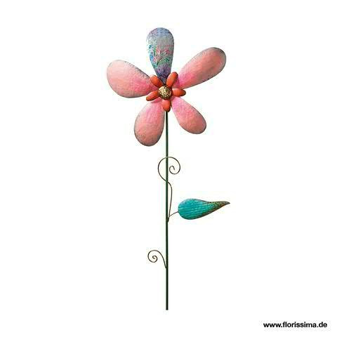 Blume Metall 100cm am Stab einseitig, rosa