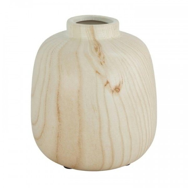 Vase Keramik D12H13,5cm Holzoptik, weiß