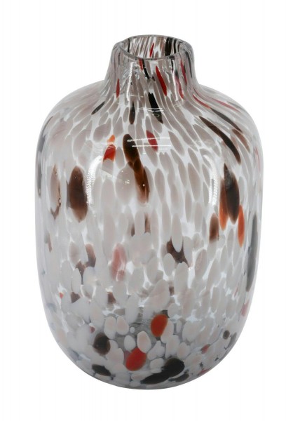 Glas Vase D17H25,5cm gefleckt, rosa/rot
