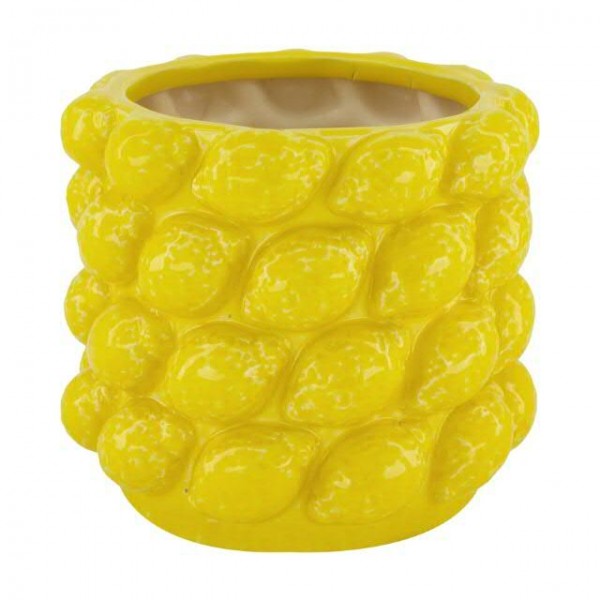 Kübel Keramik D17H15,5cm Zitronen, gelb