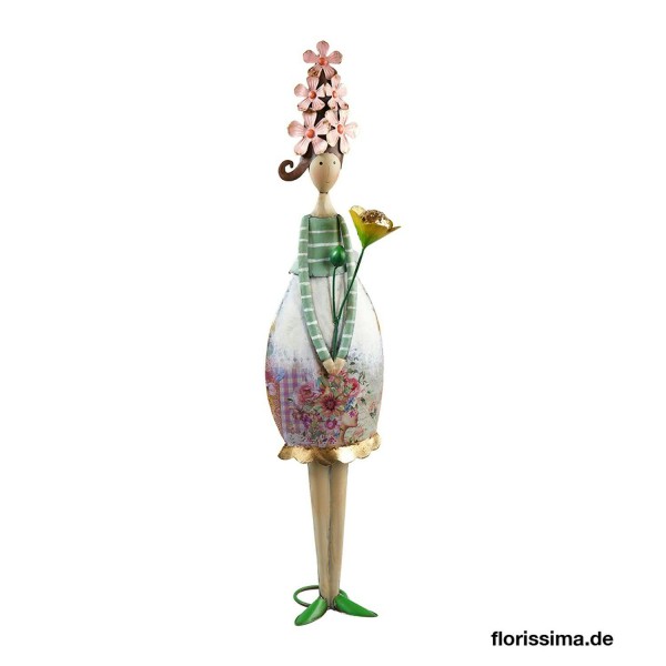 Frau Metall 17x11,5x72,5cm mit Blume, creme