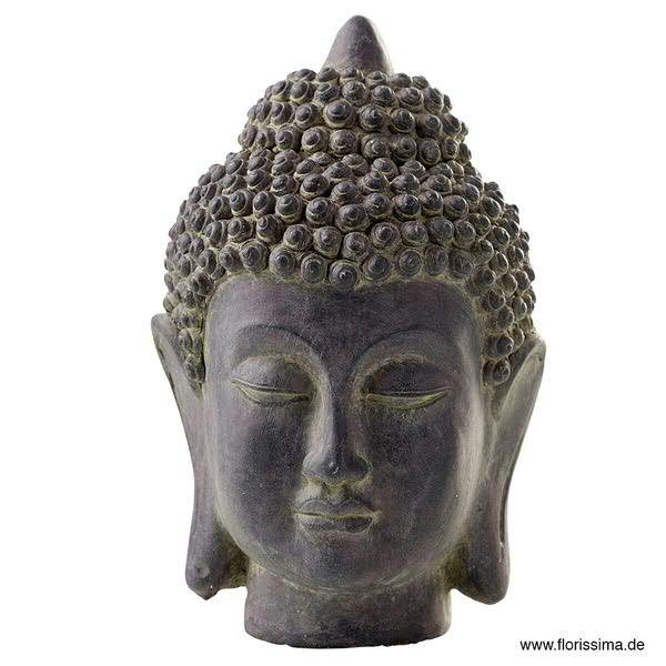 Buddha Kopf Poly D17H27cm, grau
