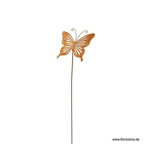 Schmetterling Metall 11/39cm 6St. am Stab, rost
