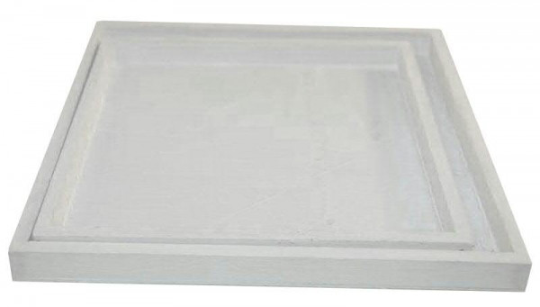 Tablett Holz S/2 23x23/27x27cm, weiß
