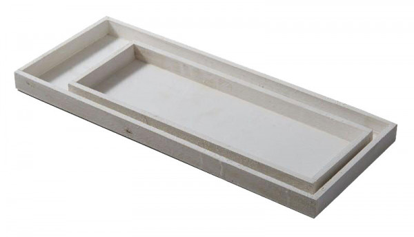 Tablett Holz S/2 45x18/36x13cm, weiß