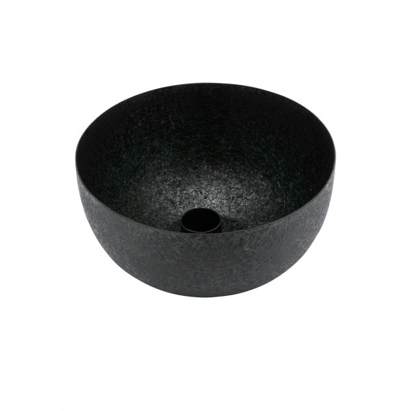 Kerzenhalter Schale Metall D15H7cm für Stabkerze D2,8cm, schwarz