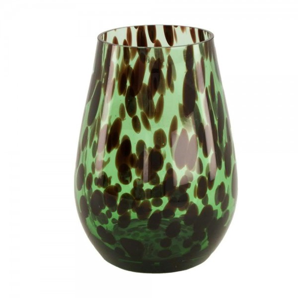 Glas Vase D15H16,5cm Punkte, grün