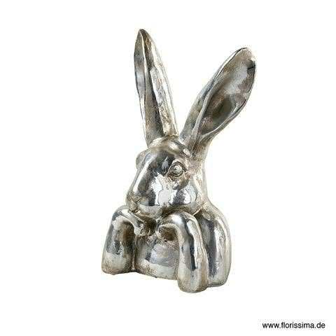 Hase Poly 23x16,5x37cm, silber