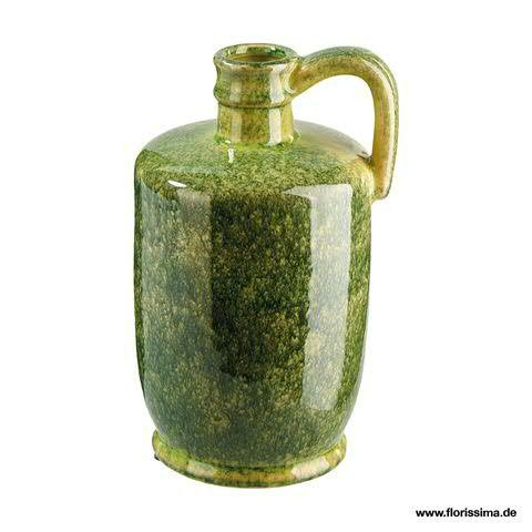 Flasche Keramik D15H24,5cm mit Griff, grün