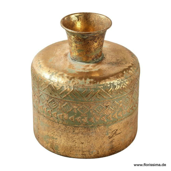 Vase Metall SP D22H25cm teilweise mit kleinen Dellen, antik gold