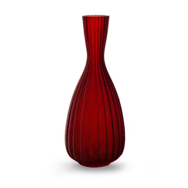 Glas Vase D12H30,5cm Vegan, rot